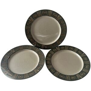 Pottery Barn Bongo Green Dinner Plates Set Of 3 Japan Discontinued VGC